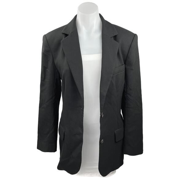 Oak + Fort Women's Black Button Front Long Sleeve Career Blazer Coat Jacket Sz S - Picture 1 of 4